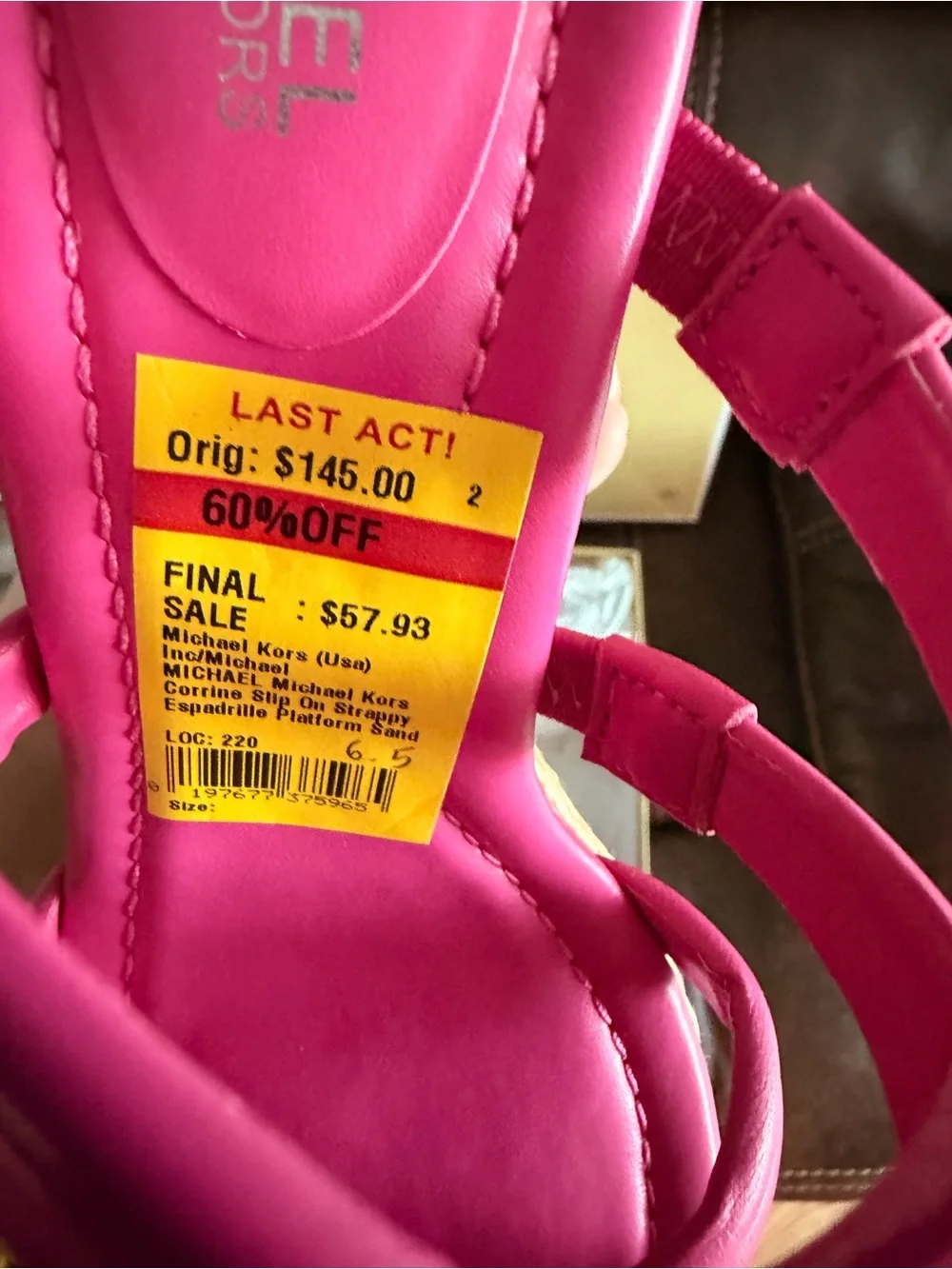 •MICHAEL KORS• “Corinne” Platform Leather Espadrille Sandals - Cerise (Pink)